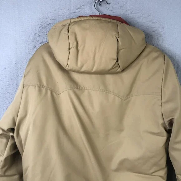 Vintage JCPenney Parka Jacket Mens MT Beige Insulated Hooded Winter 70s